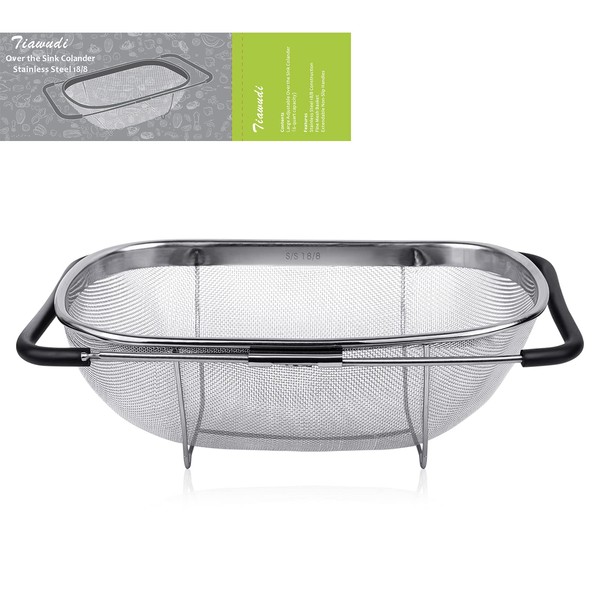 6-Quart Large Over The Sink Colander, 18/8 Stainless Steel Fine
