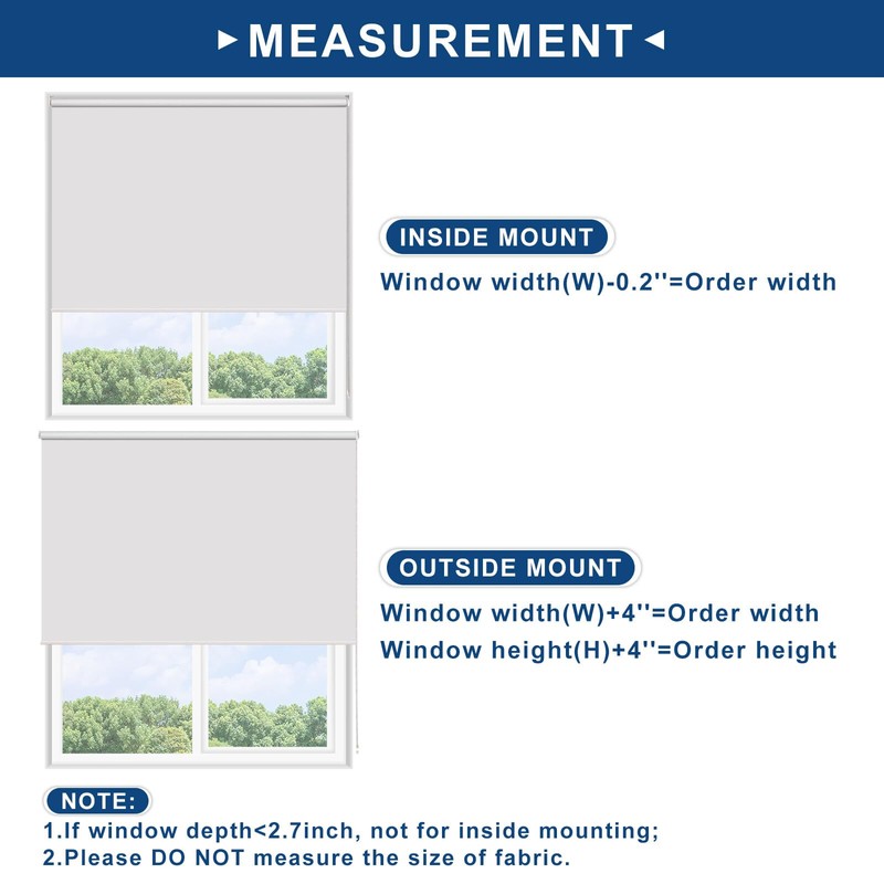 Grandekor 100% Blackout Roller Shades, Pull Down Shades for Window