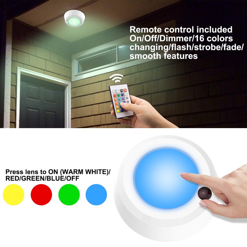 LUXSWAY Battery Powered Ceiling Light, Dimmable Shower Light with Remote,