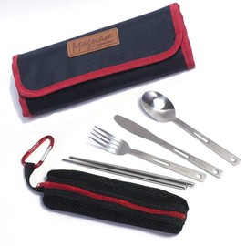 Magna Stainless Cutlery Set for 4, 13 Piece Compact Storage (Black)