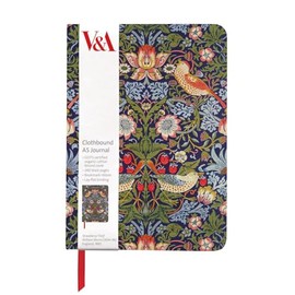 Museums & Galleries Lined A5 Clothbound Journal - William Morris Strawberry Thief Design - 240 Pages - Lovely Gift Idea