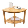 Red Bloomy Bamboo Shower Bench, Shower Stool with Storage Shelf