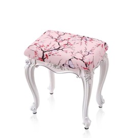 Yuresuaet Butterfly Cherry Print Vanity Stool Bench Coveacrs with Elastic Bands for Working Desk Stain Resistant Saddle Bar Stool Slipcovers with Universal Size Super Fit 2 Pack