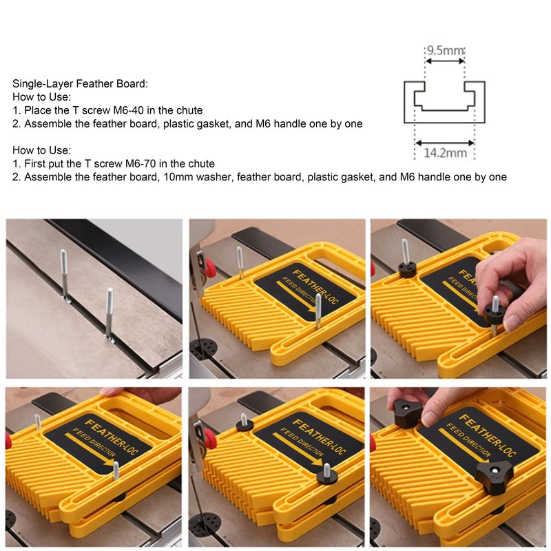 Woodworking Feather Board Set Router Table Saws Carpentry Aid Hand