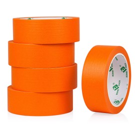 BOMEI PACK 1.5 Inch Wide Masking Tape, Orange Painters Tape 5 Rolls x 1.5 inch x 30 Yards (150 Total Yards) Residue-Free Painting Tape for Labeling, DIY Crafting, Decoration and School Projects