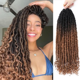 MSMUSAS Goddess Locs Crochet Hair 20 Inch 3 Packs/Lot Faux Pre Looped Locs Crochet Hair with Curly Ends Soft Distressed Locs Crochet Hair Extensions for Women (1B/30)
