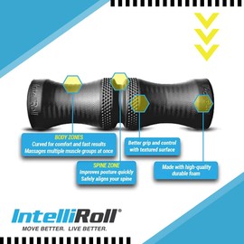 IntelliRoll Pro Sport | Textured Medium Density Foam Roller for Muscle Trigger Point Massage, Physical Therapy and Exercise | Advanced Roller Optimized for Neck & Spine, Relieve Back Muscle Pain