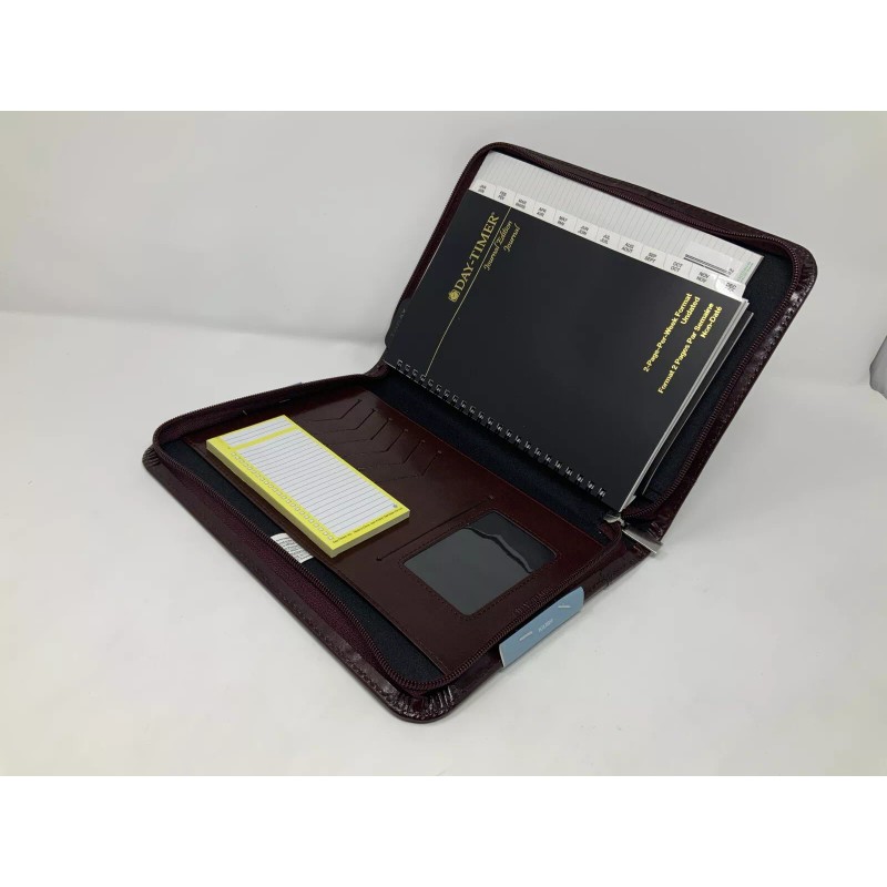 Day-Timer Wire-Bound Leather Organizer System Agenda Burgundy #D68517