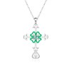 Helonley Clover Cross Moissanite Necklace - 925 Sterling Silver Four