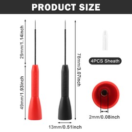 4 Pack Multimeter Needle Probe Pins, 2mm Extended Needle Test Probes, 600V/10A Non-Destructive Multimeter Test Probe for Fluke Leads tl71 tl75