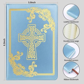 LBWCER Cross Journal for Women,Christian Gifts for Women,200 Pages, A5 Hardcover Leather Journals for Writing,School,Travel,Business,Work,Home (Cross Sky Blue)
