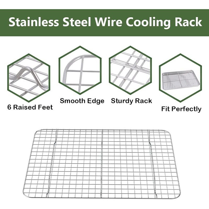 ROTTAY Baking Sheet, Half Sheet Pan with Cooling Rack Set
