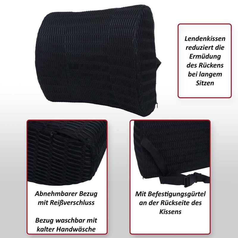 Mendler Lumbar Cushion HWC-N77, Back Cushion, Lumbar Support, Memory Foam