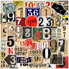 50Pcs Stickers Aesthetic Waterproof Laptop Stickers Decals for Water Bottle Vintage Scrapbook Journals Supplies Journal Planners (Retro Digital)