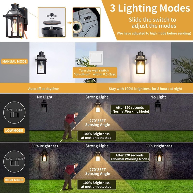 Porch Lights with GFCI Outlet, Dusk to Dawn Outdoor Lights