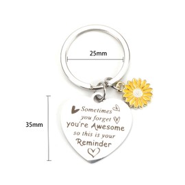Tranbath Keychain Stainless Steel Heart with Flower Pendant, Sentimental Gifts for Women, Mums, Sisters and Friends, Encouragement Keyring for Birthdays and Special Occasions, Sister Gift