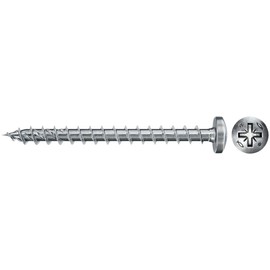 fischer PowerFast II PZF 4.0 x 30, Chipboard Screw (200 Pieces) with Full Thread, Pan Head with Phillips, Screw for Woodworking, Reduces Screwing Resistance & Screwing Time