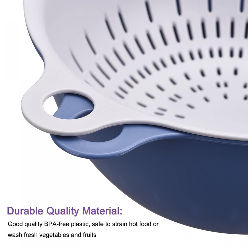 sourcing map Kitchen Strainer Colander Bowl Set, Small Double Layer