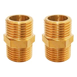 D&DHardware Double Nipple 3/8 Inch Brass Male Thread, Connector AG/AG Thread Fitting, Double Nipple Brass Fittings Suitable for Drinking Water Pack of 2