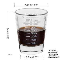 BTGLLAS Set of 2 White Shot Glasses - Heavy Glass, Perfect for Measuring Espresso, Wine, and More 26-Incremental Measurement 1oz, 6 Tsp, 2 Tbs, 30ml (2, White)