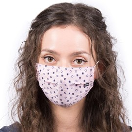 High-quality summer mask, breathable, various colours, washable at 90 °C, can be washed at boiling, 1-ply, 100% cotton, comfortable adjustable rubber, nose clip, fabric mask, face mask (polka dots)