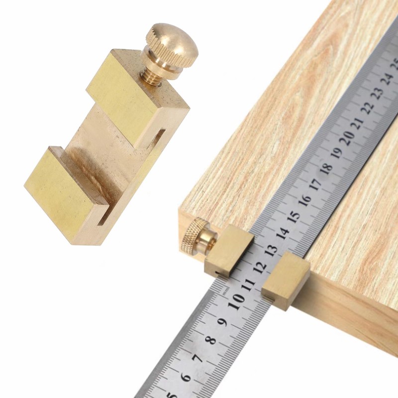 MUNEFE Brass Steel Ruler, Brass Marking Tool, Marking Gauge Stop