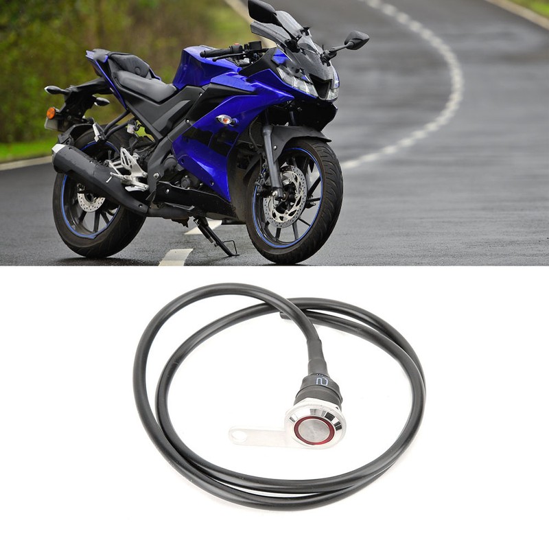 Motorcycle Switch with Button Reset Indicator Light 12V Stainless Steel