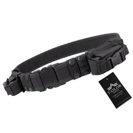 TAILOR JAPAN Tactical Belt, Tactical Gear, 2 Removable Pockets, Survival Game Kit, Utility, Outdoor Sports, Black, Premium Nylon Specifications (BLACK)