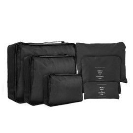 jealkip Travel Packing Cubes Lightweight,6 Set Luggage Organizers for Suitcase,Travel Accessories Bags for Clothes Shoes Electronics Cosmetics Toiletries Black