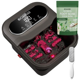 OOAMBB Collapsible Foot Spa with Heat, Bubble and Temp Control, Foot Bath Massager with XL Touch Screen and Massage Rollers, Foot Soaking Tub, Pedicure Foot spa for Stress Relief (Dark Grey +Green)