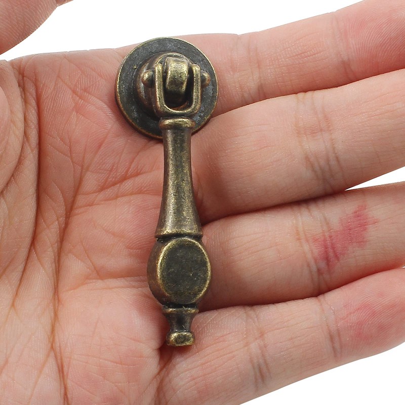 Waziaqoc 6PCS Antique Tear Drop Pulls, Single Hole Vintage Bronze