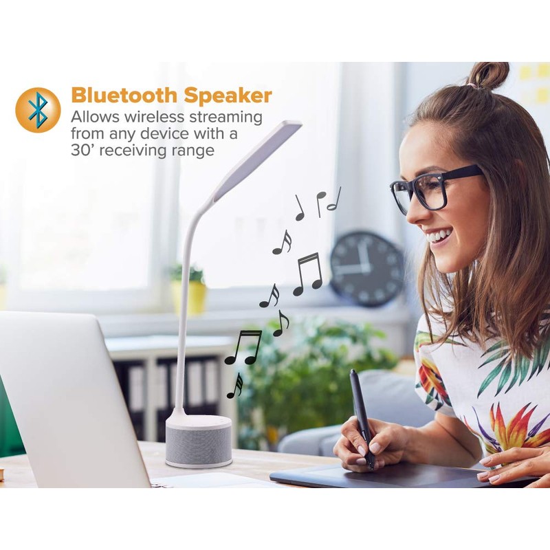 Bostitch Office LED Dimmable Desk Lamp with Bluetooth Speaker &