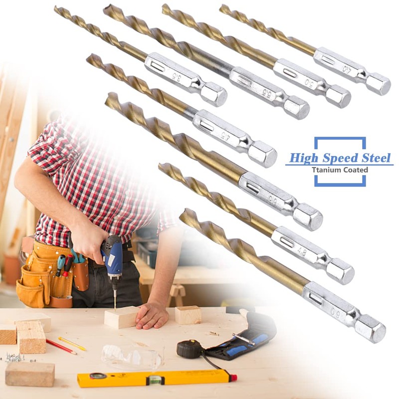 Mesee 13 Pieces Titanium Coated HSS Twist Drill Bits, High