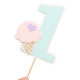 Decoración para tartas de primer cumpleaños de helado, decoraciones para tartas de cumpleaños de helado, para niñas, decoraciones de fiesta de primer cumpleaños de verano, suministros para fiestas de