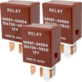 3-Pack 90987-04004 & 156700-0860 Relay - 40A 12VDC 5-Pin SPDT Automotive Relay - Compatible with Select Toyota Camry, RAV4, Corolla Vehicles - Fixes Fuel Pump, Cooling Fan & P0660/P0113 Errors