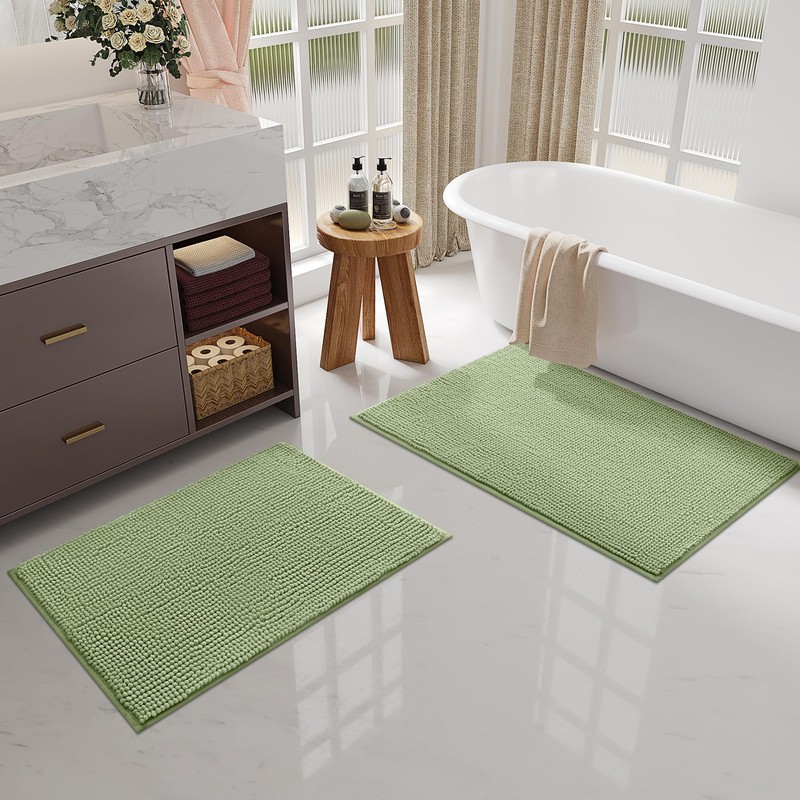 smiry Non Slip Chenille Bath Mat, 50 x 80 cm,