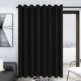 Deconovo Wide Blackout Window Curtain - Light Blocking Curtains, Room Darkening Large Drapes for Living Room with Grommet 100x95 Inch, Black, 1 Panel