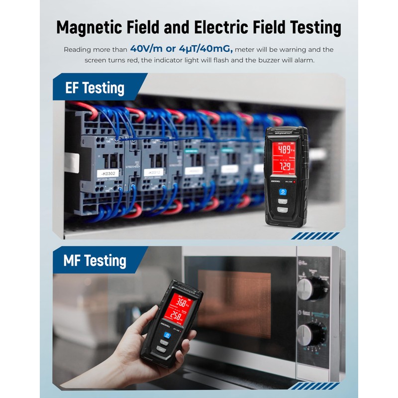 ERICKHILL EMF Meter, Detects Electric and Magnetic Fields, Handheld Digital