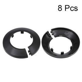sourcing map 50mm Pipe Cover Decoration PP Plastic Water Pipe Escutcheon Black 4pcs