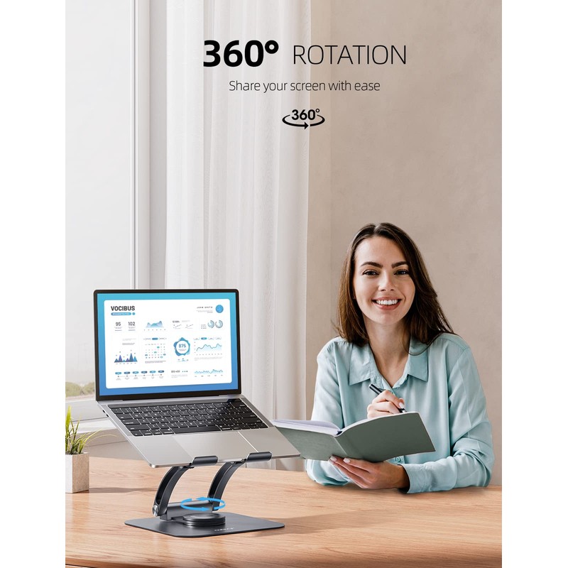 Nulaxy 360° Rotating Laptop Stand for Desk, Ergonomic Notebook Riser
