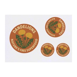 4 x 'Dandelions, Natures Free Superfood' Temporary Tattoos - Water Resistant, Skin-Safe, Non-Toxic Transfers, Mixed Sizes (TO00086096)