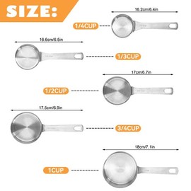 Taza Medidora, Cuchara Medidora De Acero Inoxidable, Herramienta De Medición Colgante Con Escala, Accesorios De Cocina Para Hornear, Tamaño Opcional(1/2 cup)