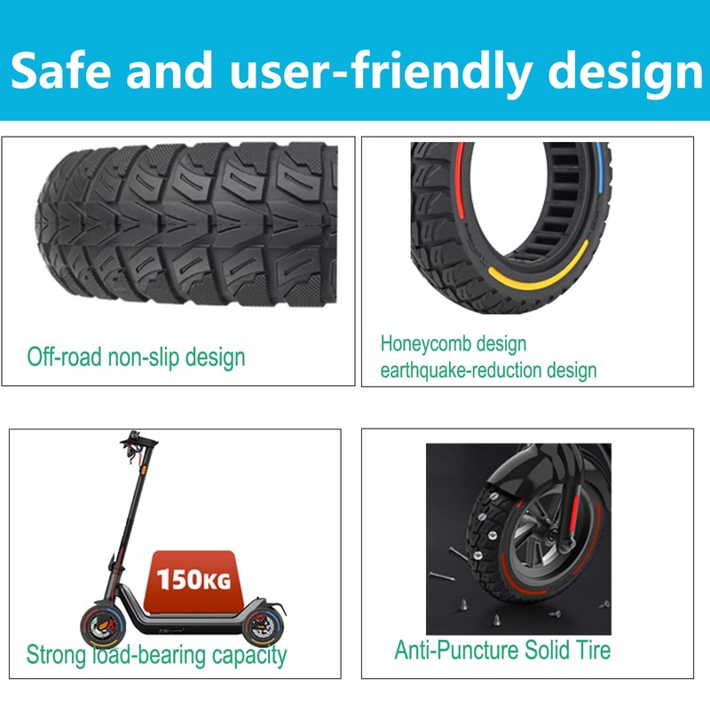 TOCBEUU 9.5x2.5-6.1 Solid Tires for Electric Scooter: Off-Road Replacement Wheels,