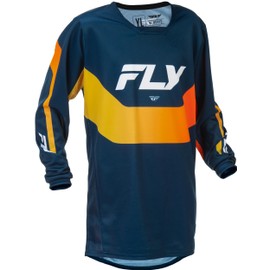 Fly Racing Youth Kinetic Motocross Jersey, Lightweight Racing MX Gear - (Navy/Orange, Youth Large)