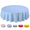 Oilcloth Tablecloth Washable Round 140 cm Leaves Light Blue