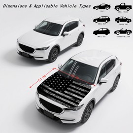 Tobethay Car Hood Flag Cover - 59x51 in Car Hood Cover Eagle Flag with 2 Adjustable Fasteners, Patriotic American Flag Bonnet Banner Universal Fit for Trucks, SUV