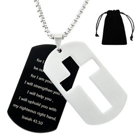 kilofly Bible Verse Necklace Dog Tag Cross Pendant Men Christian Gift Style3