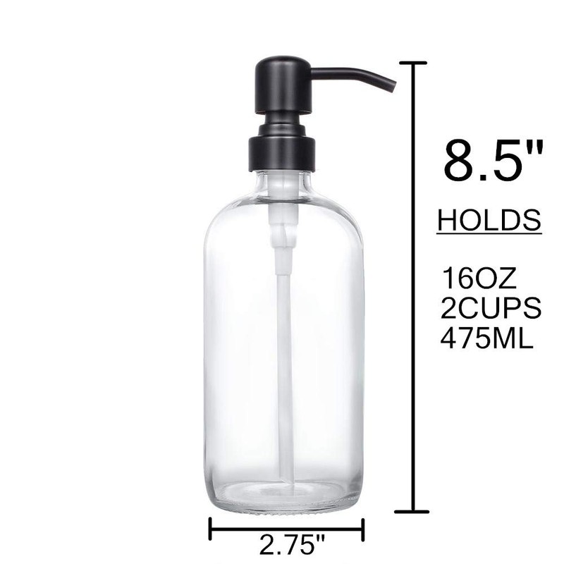 2 Pack Thick Clear Glass Pint Jar Soap Dispenser with