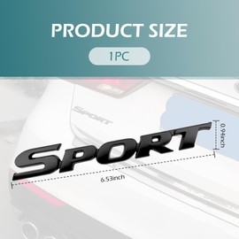 Ferianl 2PCS Sport Emblem Car Decal, 3D Metal Car Side Fender Rear Trunk Adhesive Badge Sticker, Auto Decoration Accessories for Body, Rear, Bumper, Door (Black)