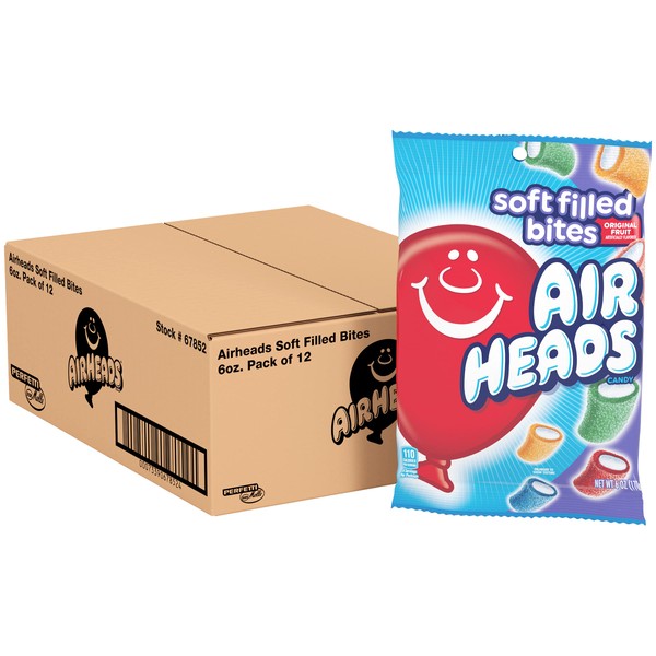 Airheads Candy, Sweet and Sour Soft Filled Bites, Party, Concessions, Non Melting, 6 Ounce (Bulk Pack of 12)